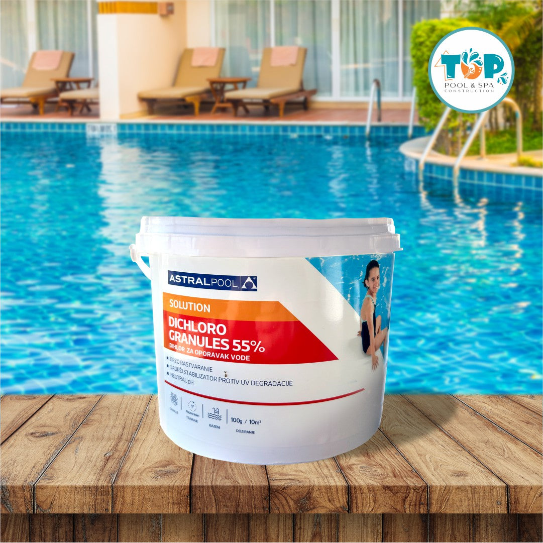 Hlorne granule Dihloro 55% 5kg,Astral pool