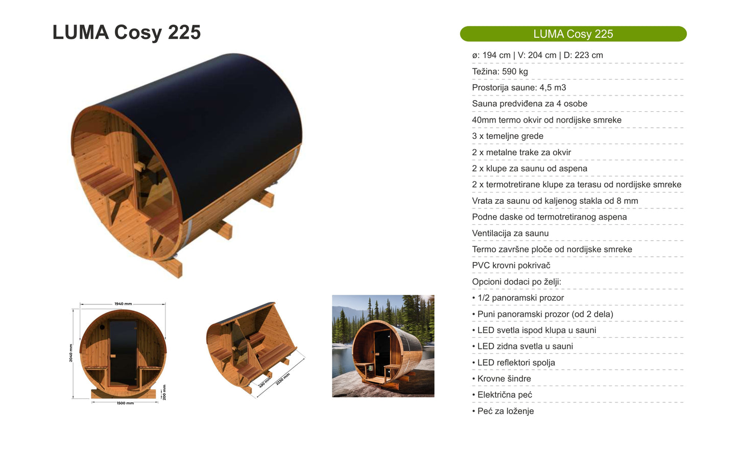 Helo Cosy 225 Sopoljne saune