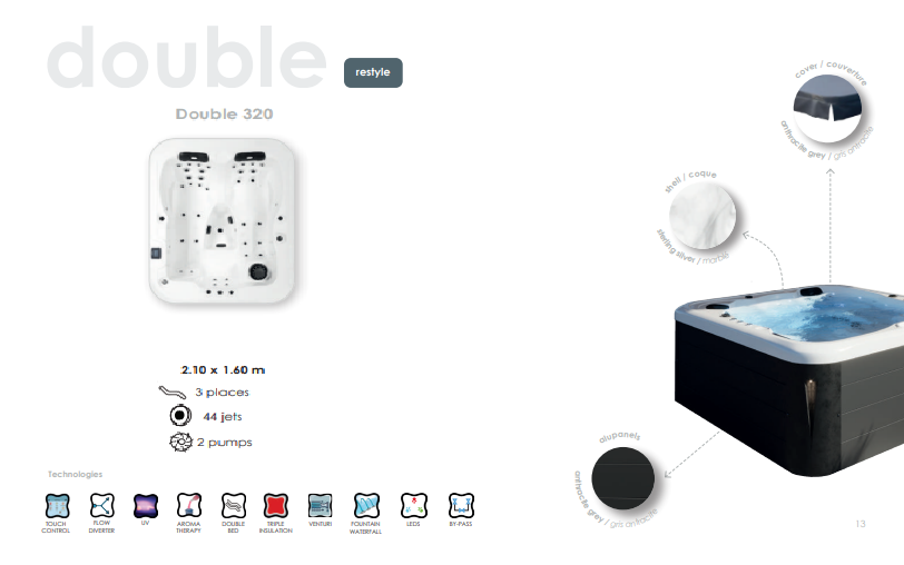 Double 320-Hidromasažna kada