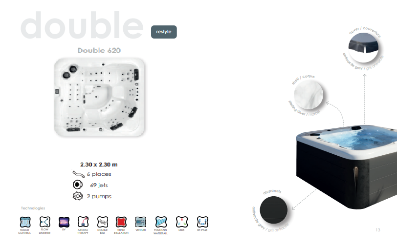 Double 620-Hidromasažna kada
